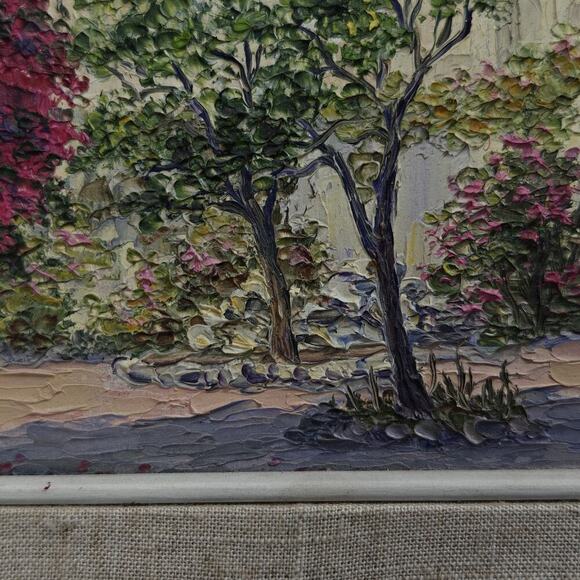 F. Poggio G. Vintage 1987 Italian Landscape Impasto Textured Oil Small Painting - Picture 6 of 12